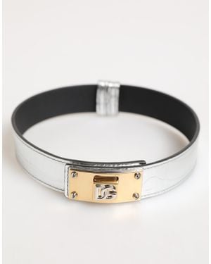 Dolce & Gabbana Textured Leather Tone Metal Neckband - Black