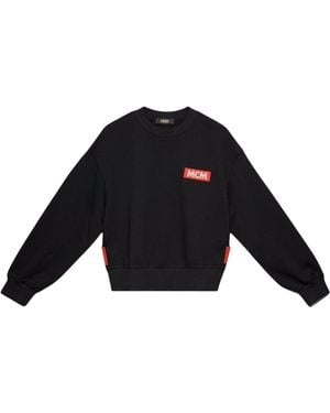 MCM Cotton Rubber Logo Oversized Pullover Sweater (regular; S) - Black