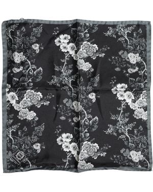 Dolce & Gabbana Floral Silk Square Foulard Scarf - Black