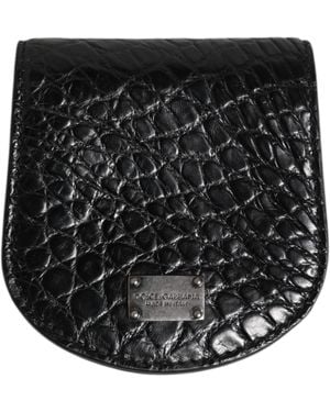 Dolce & Gabbana Black Exotic Skin Coin Condom Case Holder Pocket Wallet