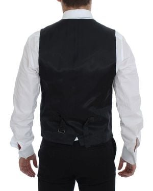 Dolce & Gabbana Striped Wool Single Breasted Vest Clothing - Blue