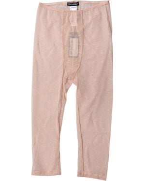 Dolce & Gabbana Logo Lace Lingerie Cropped Tights Underwear - Pink