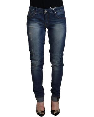 Acht Washed Cotton Slim Fit Denim Pants Jeans - Blue