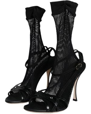 Dolce & Gabbana Suede Short Boots Sandals Shoes - Black