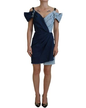 Dolce & Gabbana Chic Two Tone Denim Sheath Dress - Blue