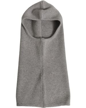 Dolce & Gabbana Wool Ribbed Knit Balaclava Wrap Hat - Gray