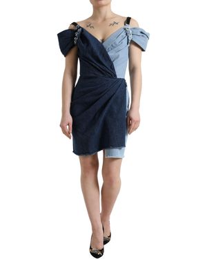 Dolce & Gabbana Chic Two Tone Denim Sheath Dress - Blue