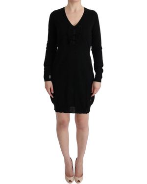 Marghi Ló Wool Long Sleeve Shift Dress - Black