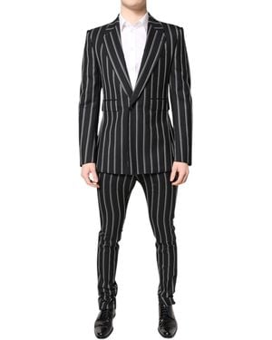 Dolce & Gabbana Striped Sicilia Formal 2 Piece Suit - Black