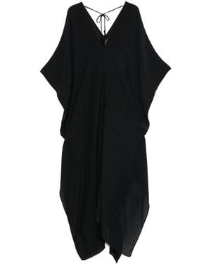TALLER MARMO PRE V-Neck Half-Length Sleeves V-Back Rio Maggiore Kaftan Dress - Black