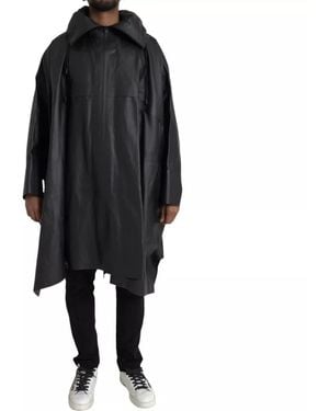Bottega Veneta Leather Hooded Trenchcoat Jacket - Black
