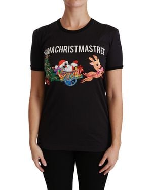 Dolce & Gabbana Dolce Gabbana Christmas Tree Tshirt Tsh4444 - Black