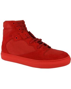 Balenciaga Hi Top Nu-Buck Suede Rubber Sneaker - Red