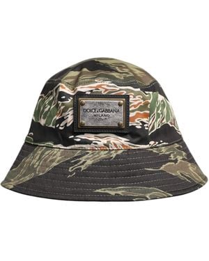 Dolce & Gabbana Dg Plaque Wide Brim Bucket Hat - Green