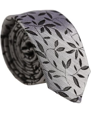 Dolce & Gabbana Leaf Pattern Silk Adjustable 'Sd Neckmen's Tie - Gray