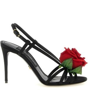 Dolce & Gabbana Viscose Stiletto Heel Sandals - Black
