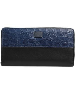 Dolce & Gabbana Exotic Leather Continental Clutch Wallet - Blue
