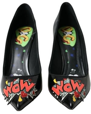 Dolce & Gabbana Leather Wow Patch Heels Court Shoes Shoes - Green