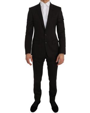 Dolce & Gabbana Brown Wool Crystal Bee Slim Fit Martini - Black
