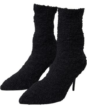 Dolce & Gabbana Elegant Virgin Wool Mid Calf Boots - Black