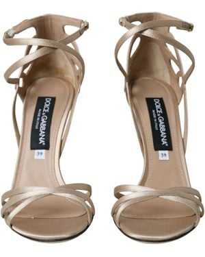 Dolce & Gabbana Leather Strappy Heels Sandals Shoes - Natural