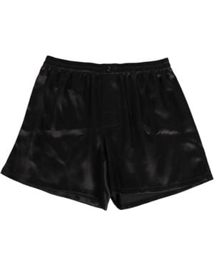 Dolce & Gabbana Black Silk Satin Elastic Men Boxer Short Swimwear