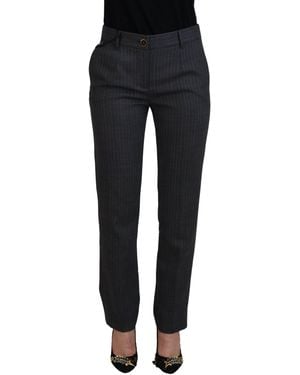 Dolce & Gabbana Elegant Striped Tapered Pants - Black