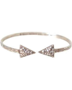 Nialaya Arrow Crystal 925 Bangle Bracelet - White