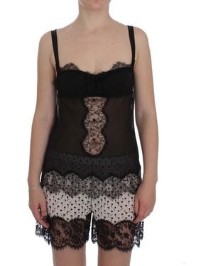 Dolce & Gabbana Silk Floral Lace Lingerie Top - Black