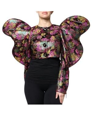Dolce & Gabbana Floral Jacquard Cropped Jacket - Red