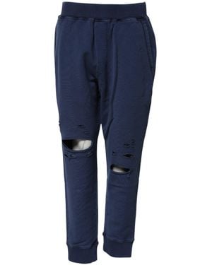 DSquared² Cotton Mid Waisted Jogger Pants - Blue