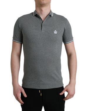 Dolce & Gabbana Elegant Cotton Polo T-Shirt - Grey