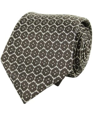 Bottega Veneta Flower Print Dark Silk Woven Tie - Multicolor