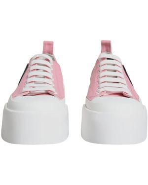 Dolce & Gabbana Canvas Logo Low Top Sneakers Shoes - Pink