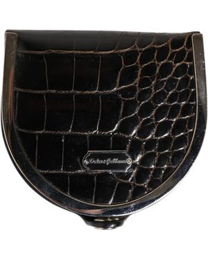 Dolce & Gabbana Polished Crocodile Leather Coin Purse Wallet - Black