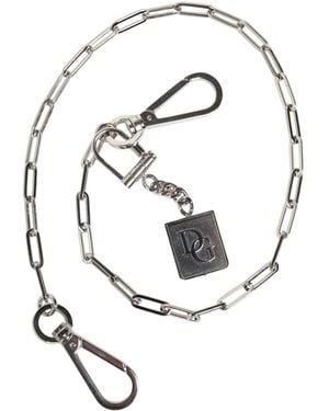 Dolce & Gabbana Tone Metal Chain Dg Charm Belt Keychain - White