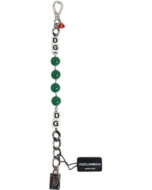 Dolce & Gabbana Tone Brass Bead Dice Logo Embellish Charm Bracelet - White