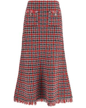 Self-Portrait Cotton Midi Skirt - Red