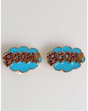 Dolce & Gabbana Brass Boom Cartoon Crystal Clip-On - Blue