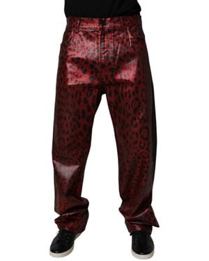 Dolce & Gabbana Leopard Print Trousers - Red