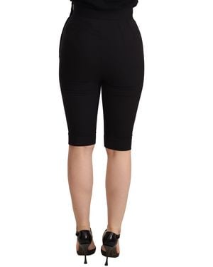 Dolce & Gabbana Elegant High Waist Wool Shorts - Black