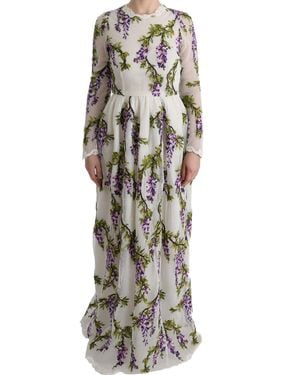 Dolce & Gabbana Floral Embroidered Maxi Dress - White