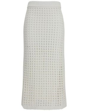 Max Mara Pure Cotton Midi Skirt - Gray