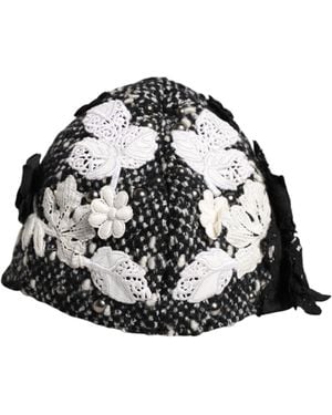 Dolce & Gabbana Wool Floral Embellished Cloche Hat - Metallic