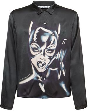 Acne Studios Sojama Cat Woman サテンシャツ - ブラック