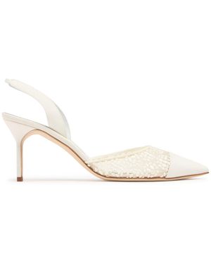 Manolo Blahnik Capsli レーススリングバックパンプス 70mm - ナチュラル