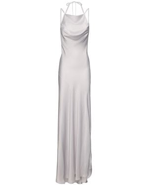 Y. Project Draped Satin Long Dress - White