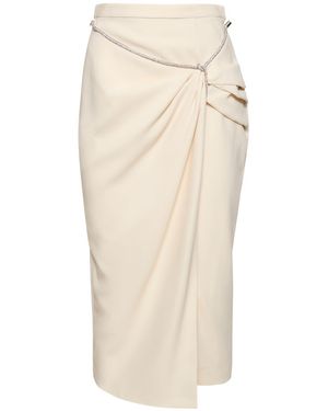 Zuhair Murad Soft Cady Midi Skirt W/ Knot - Natural