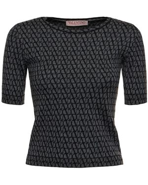 Valentino Iconographe ジャカードニットトップ - ブラック