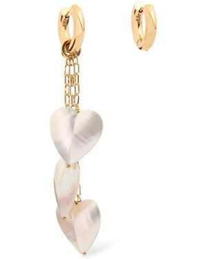 Timeless Pearly Damen Asymmetrische Ohrringe „Ring & Hearts“ - Weiß